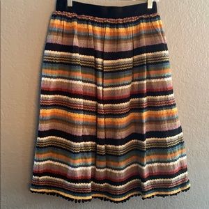 Anthropologie strip skirt with zipper on back